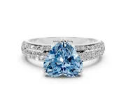Heart-Shaped Three Row Pave Engagement Ring Setting for a Fancy Blue Lab-Grown Diamond | Platinum
