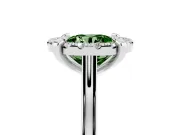 Round Claw Corner Halo Engagement Ring Setting for a Fancy Green Lab-Grown Diamond | Slim Plain Band | Sterling Silver