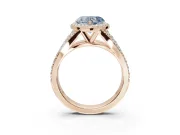 Heart-Shaped Halo Pavé Engagement Ring Setting for a Fancy Blue Lab-Grown Diamond | Narrow Split Shank | Rose Gold