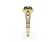 Asscher Cut Floral Halo Engagement Ring Setting for a Fancy Green Lab-Grown Diamond | Pavé Split Shank | Yellow Gold