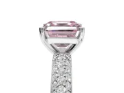 Asscher Cut Domed Pavé Engagement Ring Setting for a Fancy Pink Lab-Grown Diamond | Platinum