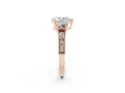 Pear-Shaped Vintage Three Stone Engagement Ring Setting | Graduated Milgrain Pave | Rose Gold