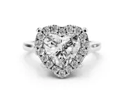 Heart-Shaped Claw Corner Halo Engagement Ring Setting | Slim Plain Band | Sterling Silver