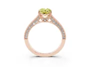 Oval Vintage Hidden Halo Engagement Ring Setting for a Fancy Yellow Lab-Grown Diamond | Milgrain Pave Band | Rose Gold