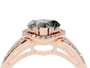 Heart-Shaped Halo Engagement Ring Setting for a Black Center | Two-Row Pavé Split Shank | Rose Gold