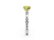 Fancy Yellow Radiant Cut Diamond Solitaire Ring Set in Silver with Channel-Set Baguette Band and Prong Setting
