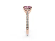 Princess Cut Hidden Halo Pave Engagement Ring Setting for a Fancy Pink Lab-Grown Diamond | Claw Prongs | Rose Gold