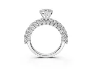 Heart-Shaped Shared Prong Engagement Ring Setting | Two-Row Band | Sterling Silver