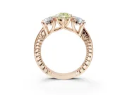 Pear-Shaped Vintage Three Stone Engagement Ring Setting for a Fancy Yellow Lab-Grown Diamond | Rose Gold
