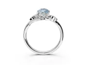 Pear-Shaped Leaf Bypass Solitaire Engagement Ring Setting for a Fancy Blue Lab-Grown Diamond | Sterling Silver