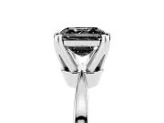 Fancy Black Asscher Cut Diamond Solitaire Engagement Ring Set in Platinum with Slim Tapered Solitaire Band