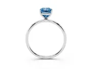 Fancy Blue Radiant Cut Diamond Solitaire Engagement Ring Set in Silver with Thin Band and Prong Setting