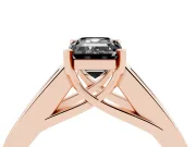 Emerald Cut Channel-Set Engagement Ring Setting for a Black Center | Wide Band | Rose Gold