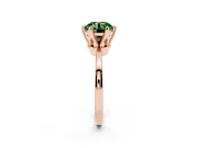 Fancy Green Round Cut Diamond Solitaire Engagement Ring Set in Rose gold with Slim Tapered Solitaire Band