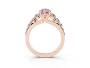 Marquise Graduated Side Stone Engagement Ring Setting for a Fancy Pink Lab-Grown Diamond | Flat Top Band | Rose Gold