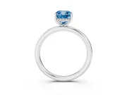 Fancy Blue Cushion Cut Diamond Solitaire Ring Set in White gold with Thin Band and Prong Setting