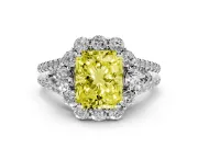 Radiant Cut Halo Engagement Ring Setting for a Fancy Yellow Lab-Grown Diamond | Sterling Silver - Design NV-24738