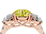 Round Three Stone Engagement Ring Setting for a Fancy Yellow Lab-Grown Diamond | Accented Shoulders | Rose Gold