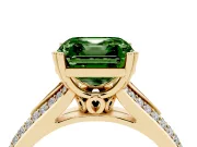 Asscher Cut Split Shank Engagement Ring Setting for a Fancy Green Lab-Grown Diamond | Pave Band | Yellow Gold