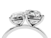 Emerald Cut and Emerald Cut Toi Moi Ring Set in Platinum with Prong Setting