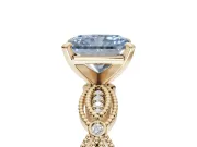 Radiant Cut Vintage Engagement Ring Setting for a Fancy Blue Lab-Grown Diamond | Graduated Stations | Yellow Gold