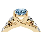 Oval Graduated Engagement Ring Setting for a Fancy Blue Lab-Grown Diamond | Yellow Gold