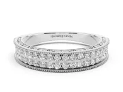 Round Diamond Pavé Eternity Band Set in Platinum with Milgrain Edge