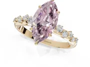 Marquise Graduated Solitaire Engagement Ring Setting for a Fancy Pink Lab-Grown Diamond | Yellow Gold