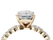 Radiant Cut Pavé Solitaire Engagement Ring Setting | Alternating Accents | Yellow Gold
