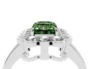 Emerald Cut Halo Engagement Ring Setting for a Fancy Green Lab-Grown Diamond | Sterling Silver - Design NV-24719