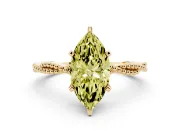 Marquise Twisted Engagement Ring Setting for a Fancy Yellow Lab-Grown Diamond | Beaded Twist | Yellow Gold