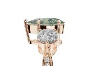 Pear-Shaped Three Stone Engagement Ring Setting for a Fancy Green Lab-Grown Diamond | Tapered Pave Band | Rose Gold