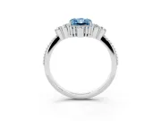 Radiant Cut Cluster Engagement Ring Setting for a Fancy Blue Lab-Grown Diamond | Sterling Silver