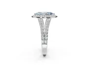 Marquise Halo Pavé Engagement Ring Setting for a Fancy Blue Lab-Grown Diamond | Narrow Split Shank | Platinum