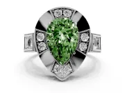 Pear-Shaped Milgrain Sectioned Halo Engagement Ring Setting for a Fancy Green Lab-Grown Diamond | Sterling Silver
