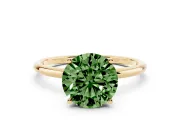 Round Thin Solitaire Engagement Ring Setting for a Fancy Green Lab-Grown Diamond | Straight Plain Band | Yellow Gold