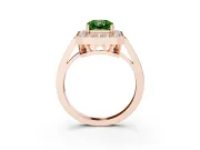 Radiant Cut Halo Engagement Ring Setting for a Fancy Green Lab-Grown Diamond | Polished Halo Rim | Rose Gold