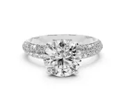 Round Pavé Solitaire Engagement Ring Setting | Domed Pavé Band | Sterling Silver