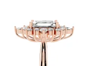 Emerald Cut Cluster Halo Engagement Ring Setting | Rose Gold