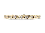 Round Lab-Grown Diamond X-Link Tennis Bracelet | Two-Stone Prong Settings | Yellow Gold