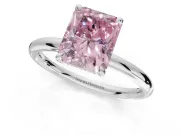 Radiant Cut Hidden Halo Ring Setting for a Fancy Pink Lab-Grown Diamond | White Gold