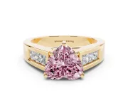 Heart-Shaped Channel-Set Engagement Ring Setting for a Fancy Pink Lab-Grown Diamond | Yellow Gold