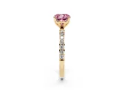 Cushion Cut Pave Solitaire Engagement Ring Setting for a Fancy Pink Lab-Grown Diamond | Slim Band | Yellow Gold