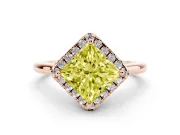 Princess Cut Halo Engagement Ring Setting for a Fancy Yellow Lab-Grown Diamond | Plain Polished Band | Rose Gold