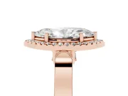 Marquise Cut Diamond Halo Ring Set in Rose gold with Pavé-Lined Split Shank Band