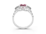 Asscher Cut Three Stone Engagement Ring Setting for a Fancy Pink Lab-Grown Diamond | Accented Shoulders | Platinum