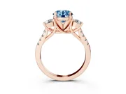 Round Three-Stone Engagement Ring Setting for a Fancy Blue Lab-Grown Diamond | Rose Gold