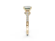 Princess Cut Pavé Engagement Ring Setting for a Fancy Green Lab-Grown Diamond | Crossover Gallery | Yellow Gold