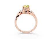 Fancy Yellow Pear Cut Diamond Solitaire Twist Engagement Ring Set in Rose gold with Pavé Leaf Accents