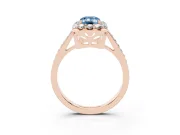 Emerald Cut Floral Halo Engagement Ring Setting for a Fancy Blue Lab-Grown Diamond | Large Round Accents | Rose Gold